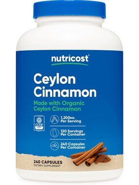 Ceylon Cinnamon Capsules 1200mg - 240 Count, Supports Healthy Metabolism